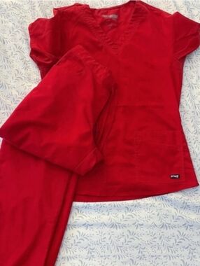 Grey's Anatomy Red Scrub Set